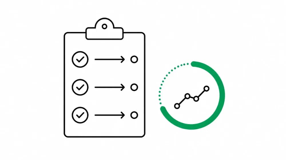 Checklist minimalista para revisar procesos, medir resultados y tomar decisiones